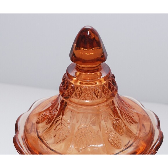 Vintage Indiana Glass Lidded Compote Candy Dish Nice Dark Amber 9" - Picture 2 of 9